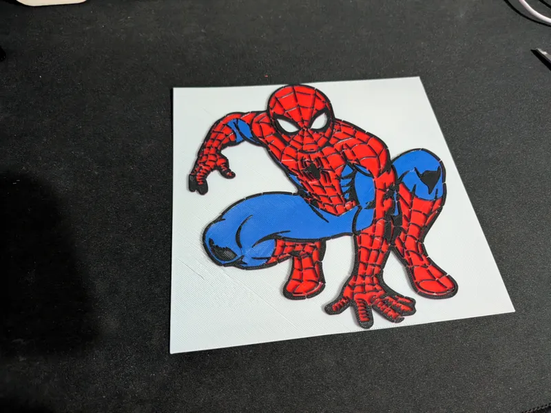 Spiderman 2,5D stampa in rilievo (stile hueforge)