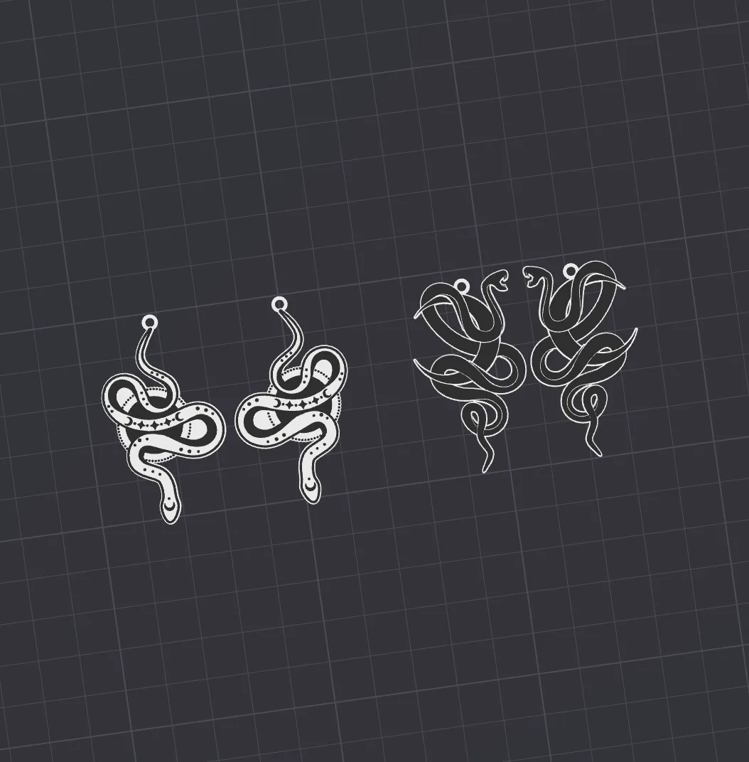Lunar Snake Earrings, Quick Printing view 2