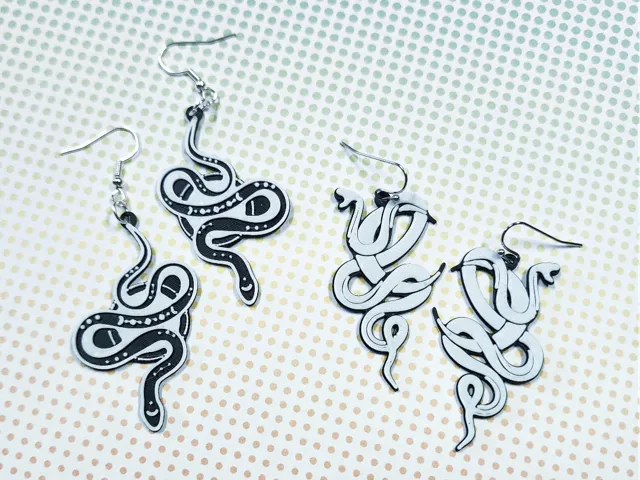 Lunar Snake Earrings, Quick Printing