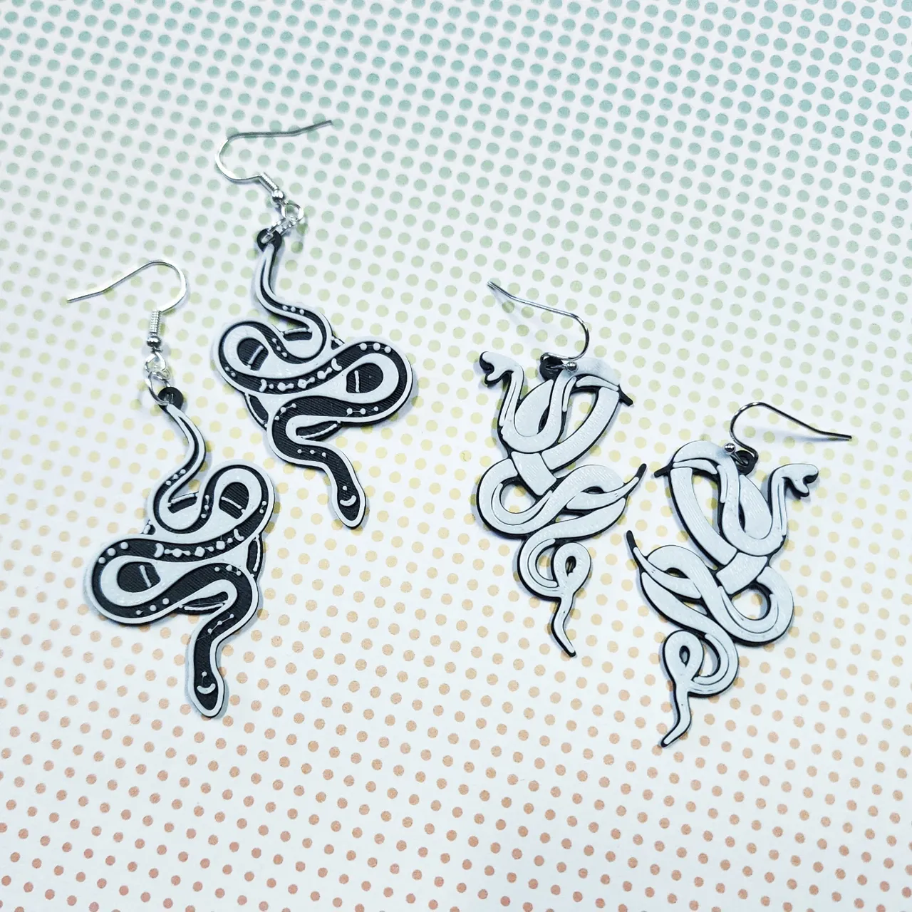 Lunar Snake Earrings, Quick Printing view 3