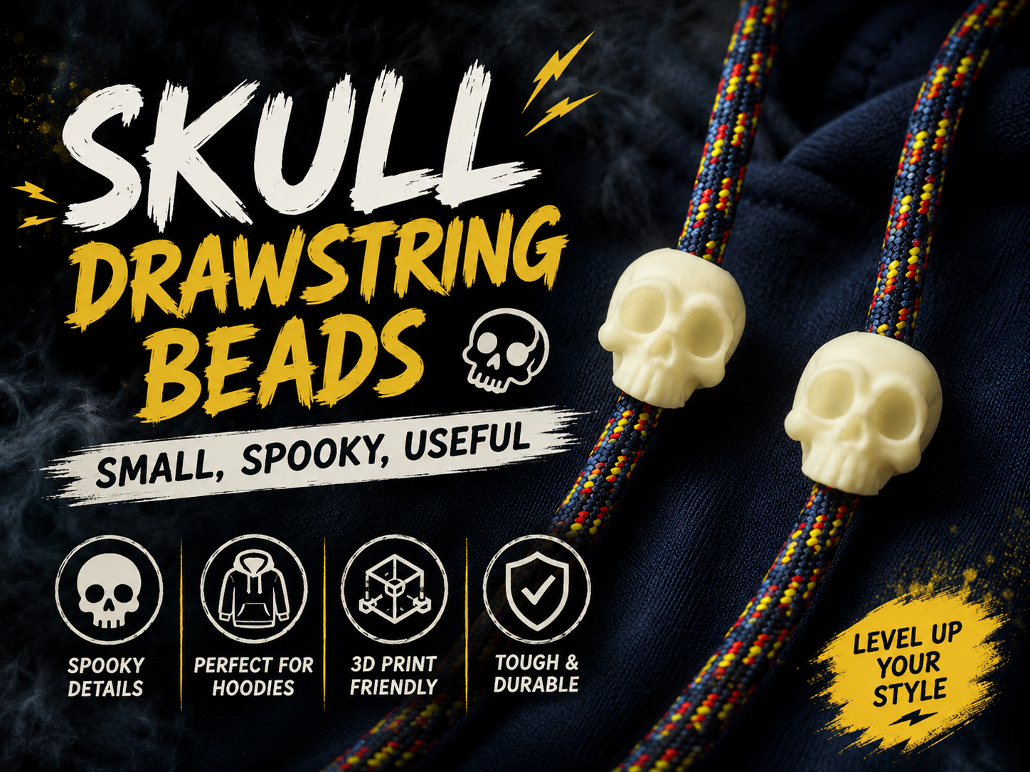 Skull Drawstring Beads – Small, spooky, useful