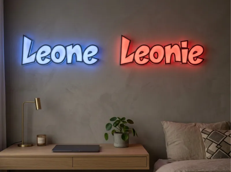 Insegna Led Nome 3D-Custom Lightbox-Leonie & Leone