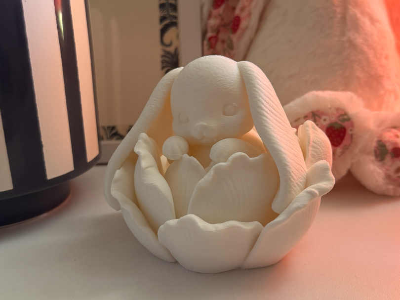 Blooming Bunny Baby Resting in a Flower Blossom