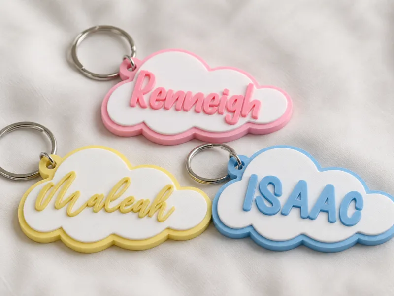 Custom Personalised Cloud Name Keyring