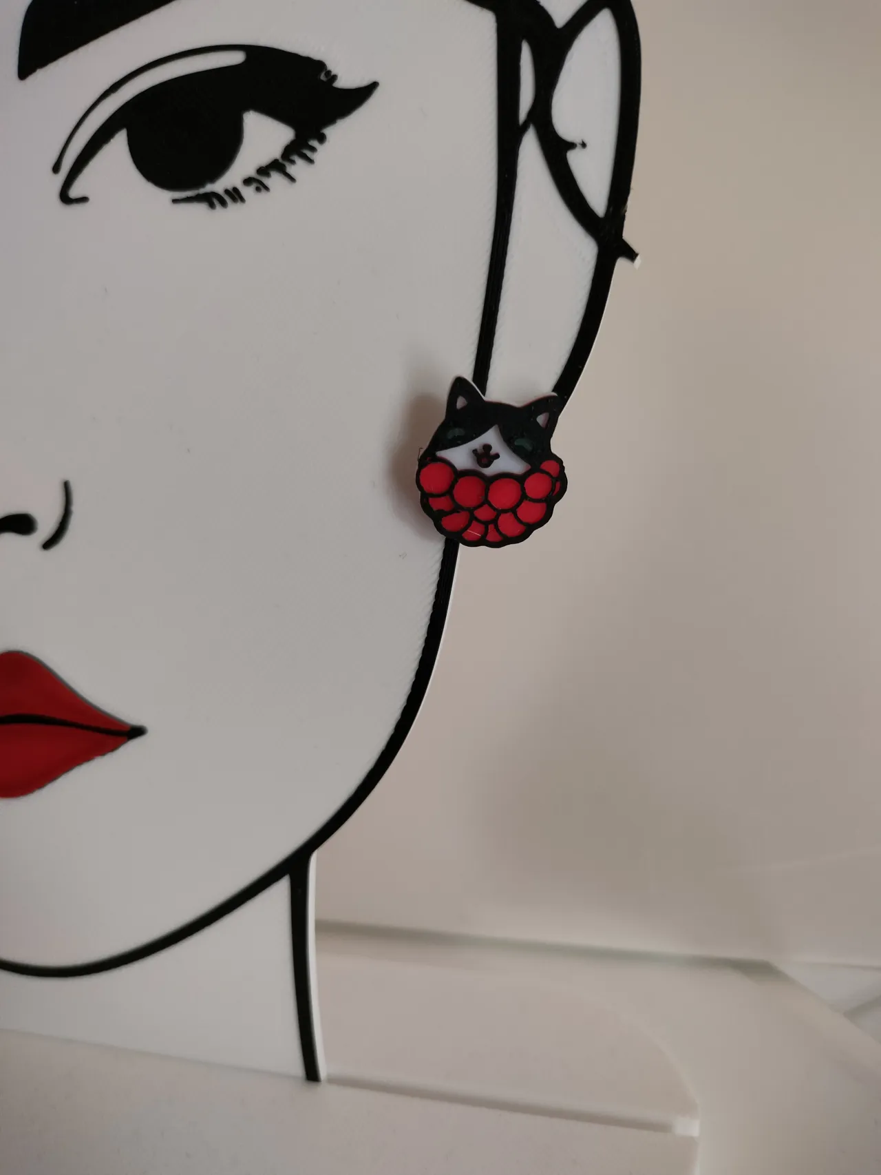 Raspberry Cat earrings - Kitty & Fruitie series view 4