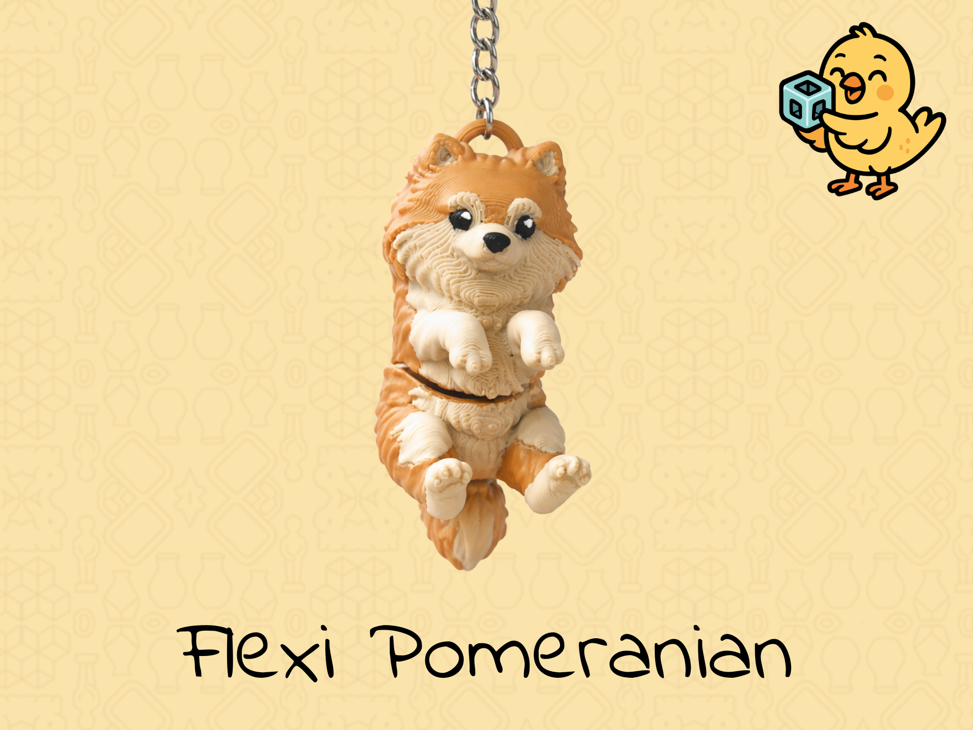Pomeranian Keychain – Articulated Flexi Dog