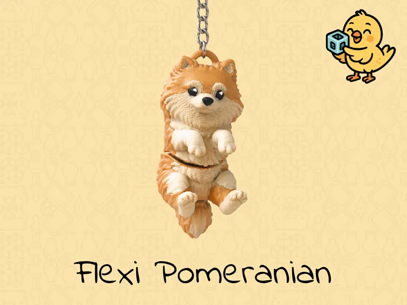 Pomeranian Keychain – Articulated Flexi Dog