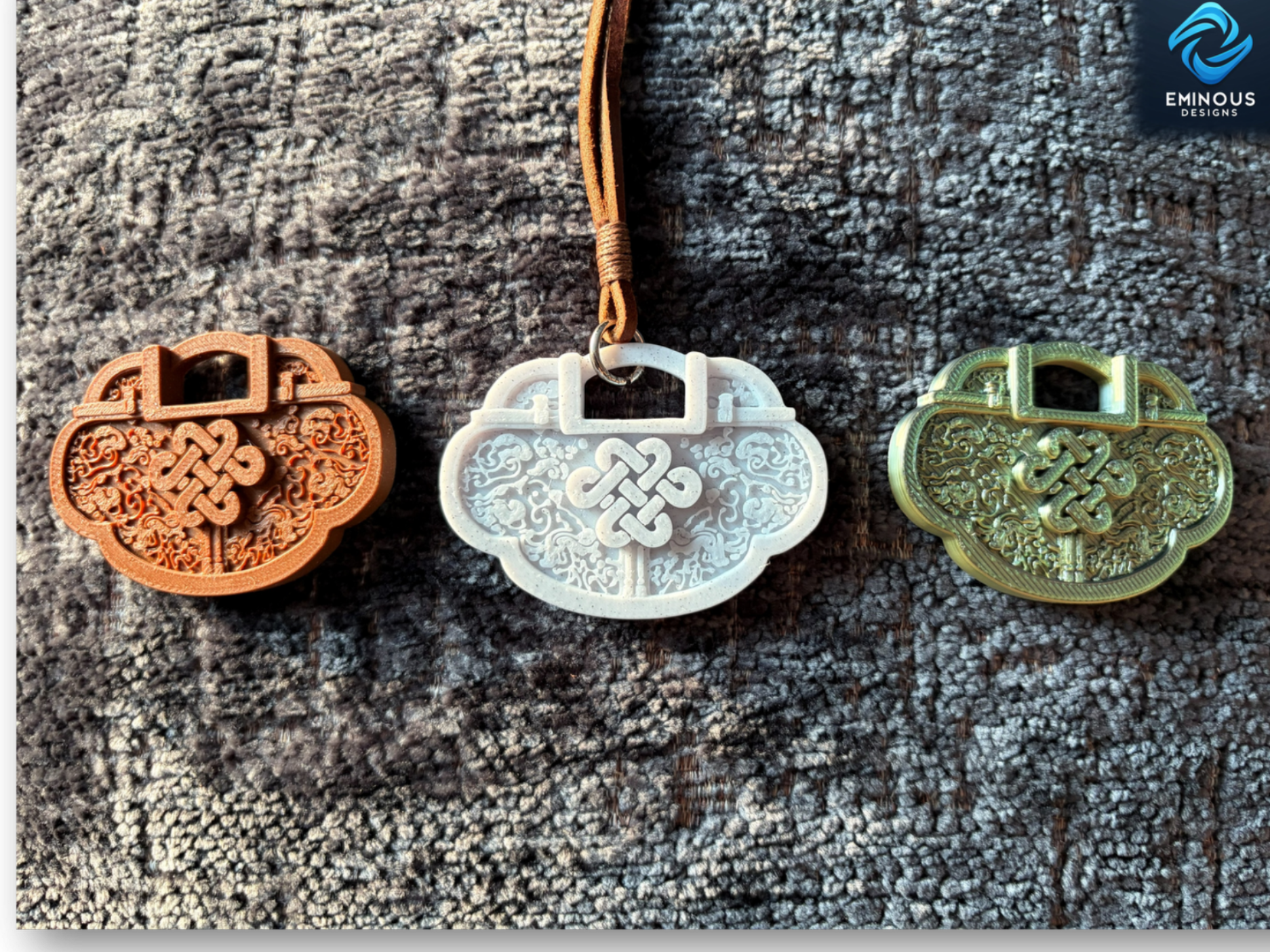 Longevity Lock Pendant - Chinese Inspired Relief