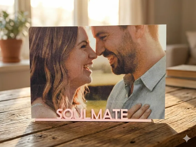 Minimalist "SOULMATE" Photo & Card Holder