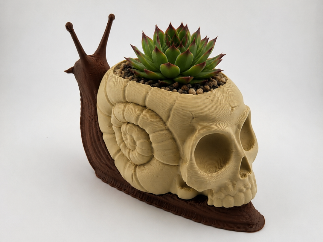 Skull Snail Planter | Gothic Succulent Pot - 1