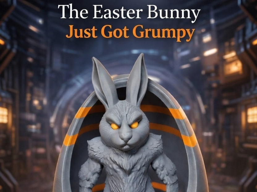 Grumpy Easter Bunny & Egg House - Detailed Decor