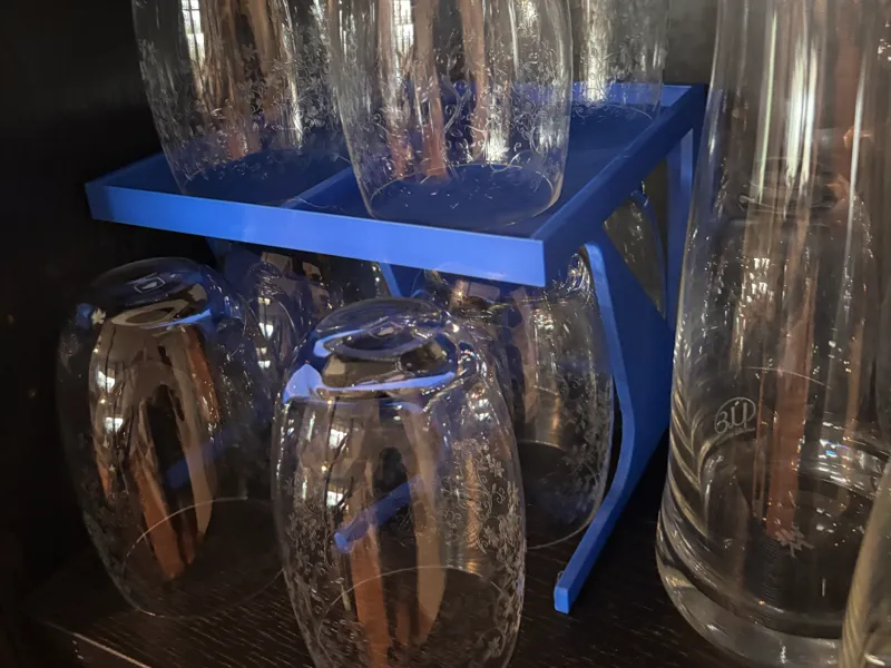 Double-Decker Glass Rack – Maximize Cabinet Space