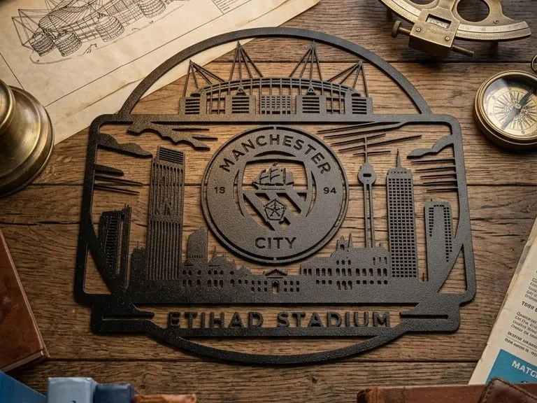 Curated visual reference: Visual Reference: Manchester City Etihad Stadium Skyline Silhouette