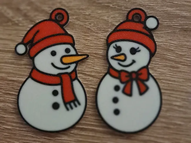 Schneemann und Schneefrau Schlüsselanhänger
