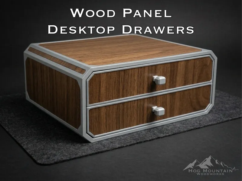 Desk Drawers Short with Wood or 3D Printed Panels