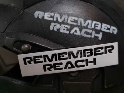 Remember Reach text stencil for cosplay