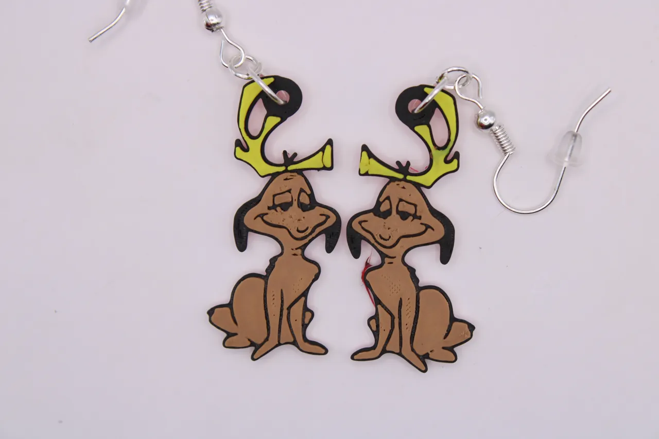 Grinch Christmas Earrings view 3