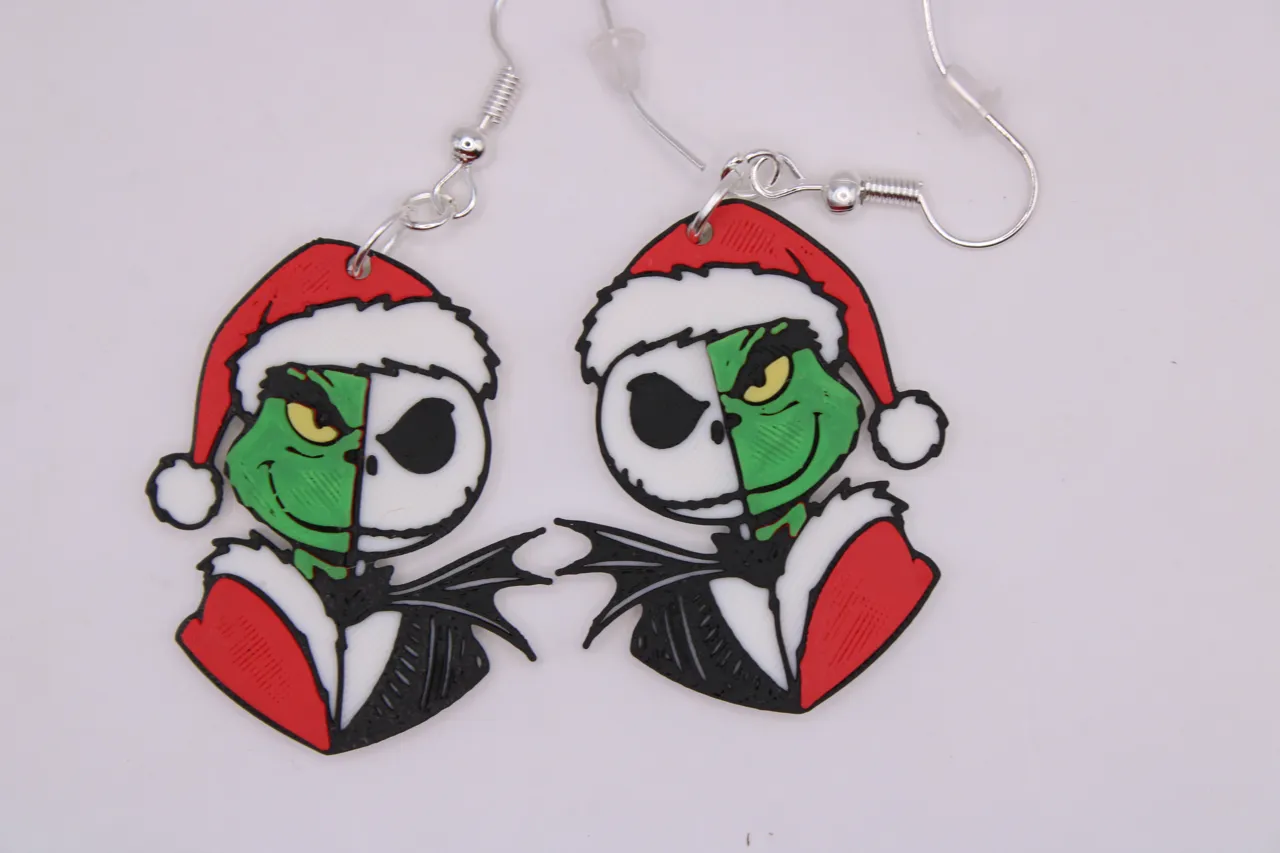 Grinch Christmas Earrings view 4