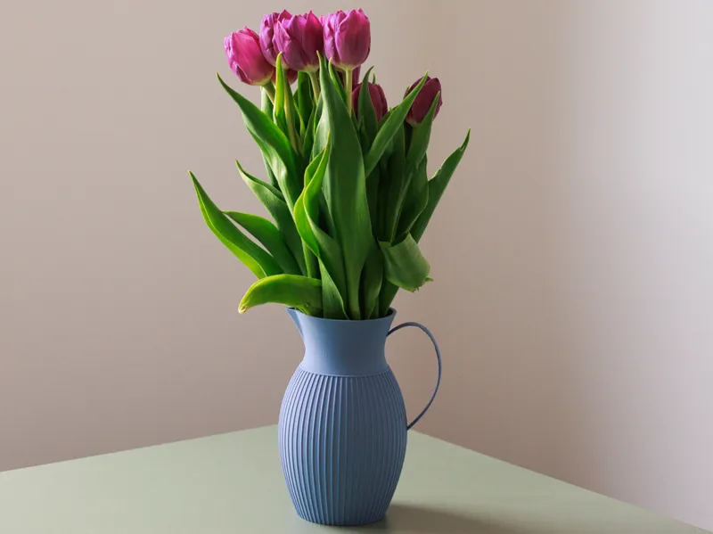Ribbed Pitcher – Vintage Decorative Vase