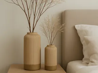 Beige Rillen-Vase Lino – Modern & Minimalistisch