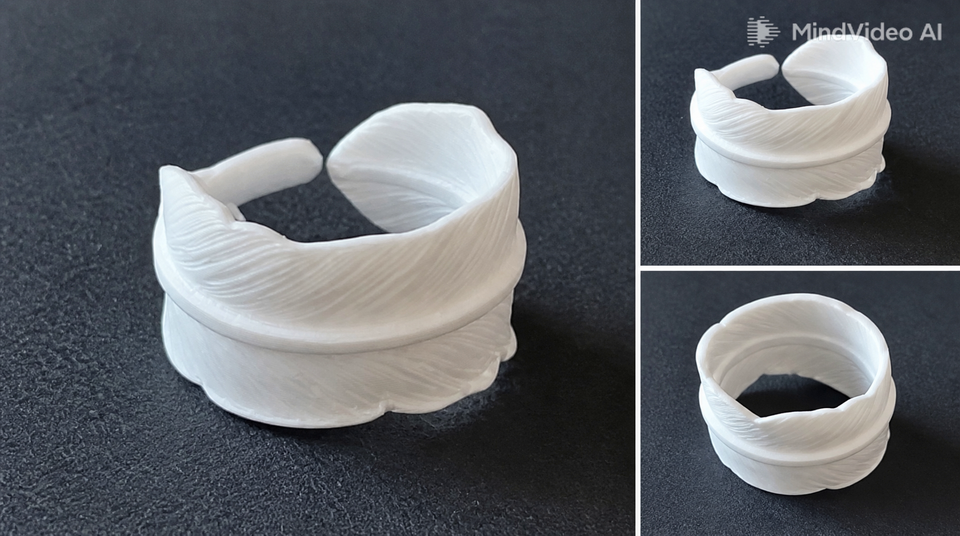 Miniatura 2 do modelo 3D 羽毛戒指 艺术个性简约戒指