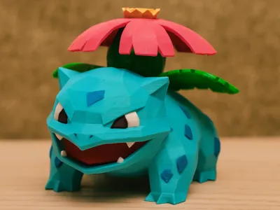 3Dプリント 低ポリゴンフシギダネポケモン - 無料3Dモデル -MakerWorld