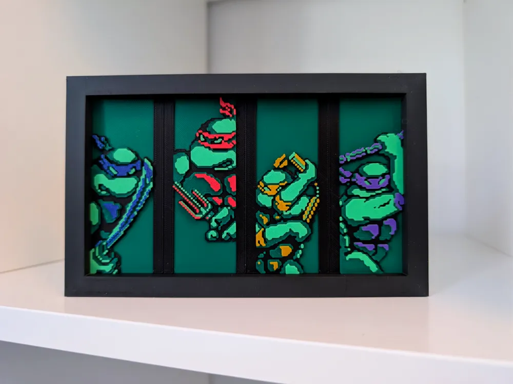 Teenage Mutant Ninja Turtles 3D-printed pixel art
