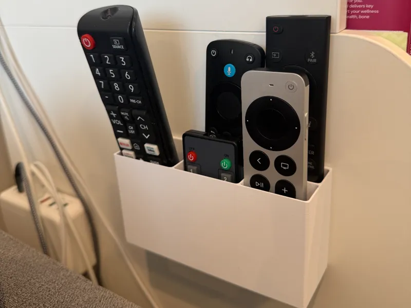 Remote Holder w Command Strip Wall Attachment