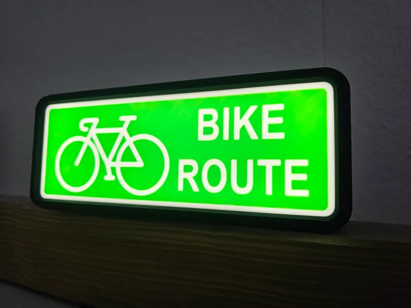 Light box plate BIKE ROUTE for engineered lightbox