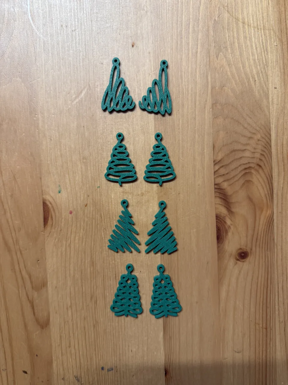 4 Sets of scribble Christmas tree Earrings view 2