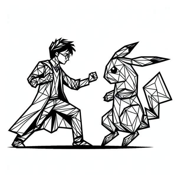 Scène décorative Harry Potter contre Pikachu