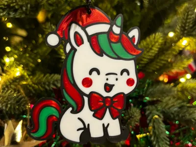 chibi christmas unicorn ornement