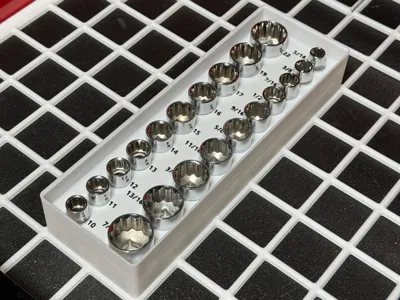Quinn 21pc 3/8 socket set holder gridfinity
