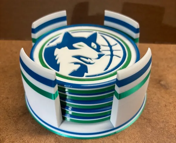 Timberwolves Coaster Set and Holder