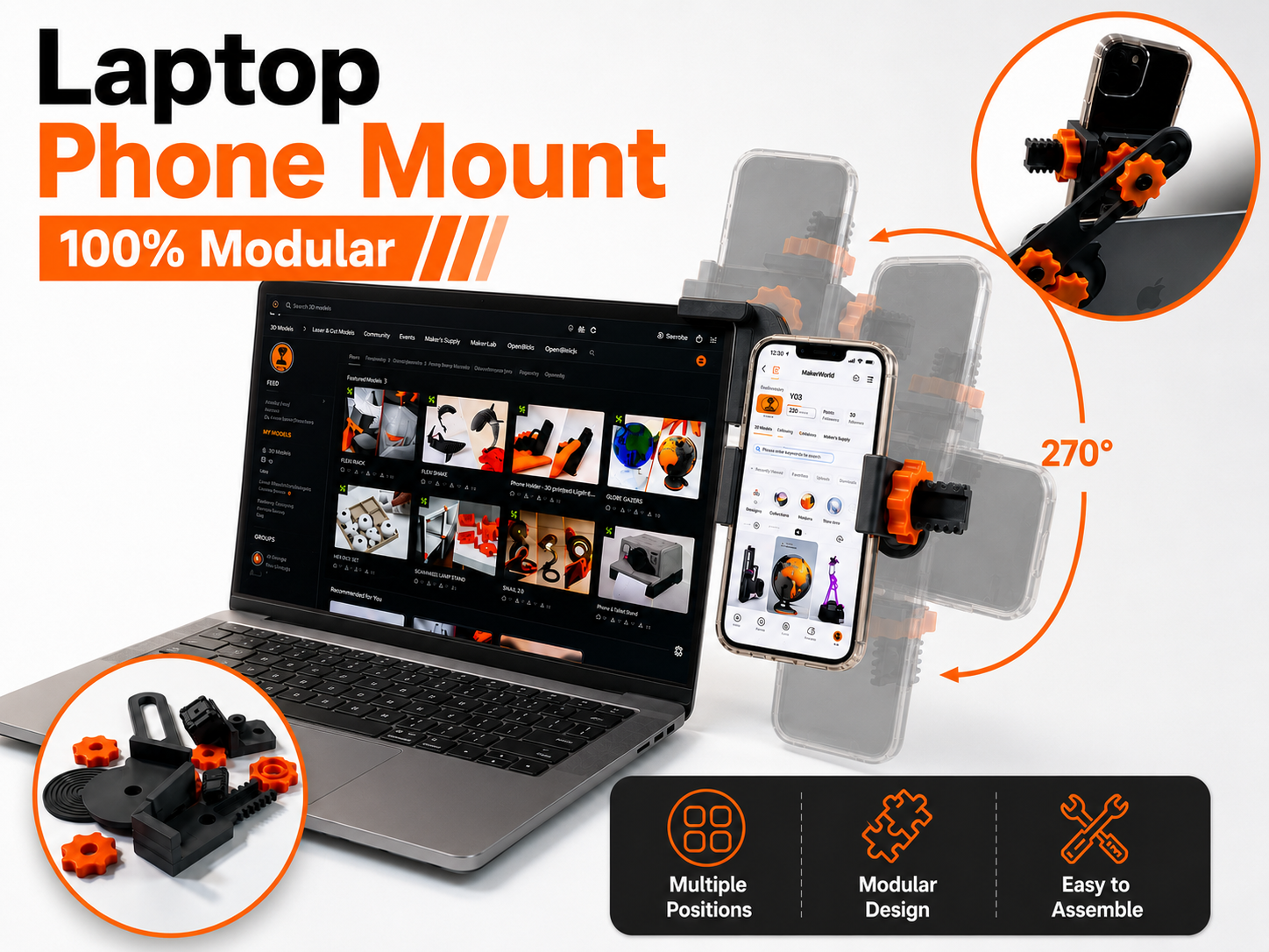 MODULAR PHONE HOLDER FOR LAPTOP