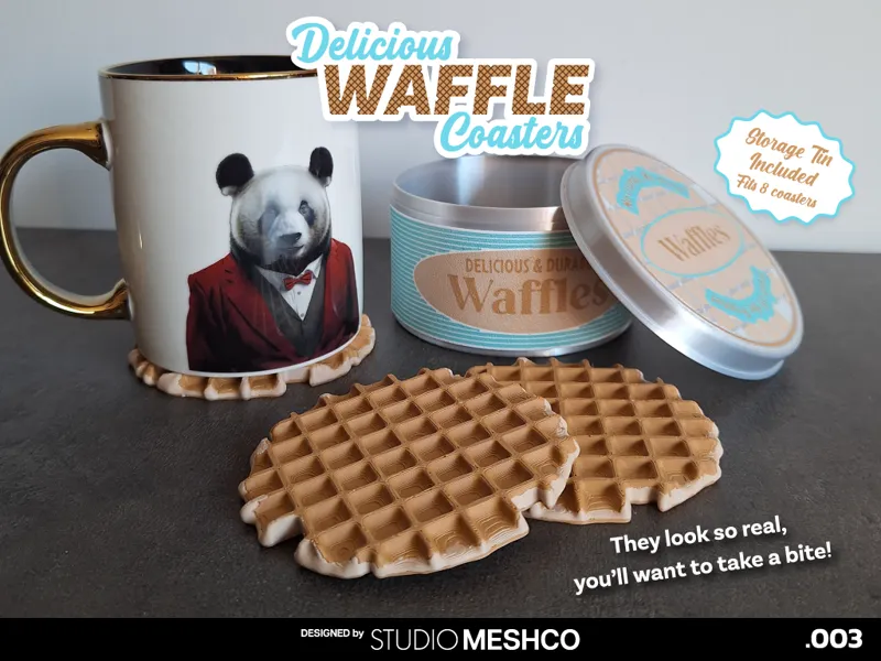 Realistic Waffle Coasters + Tin