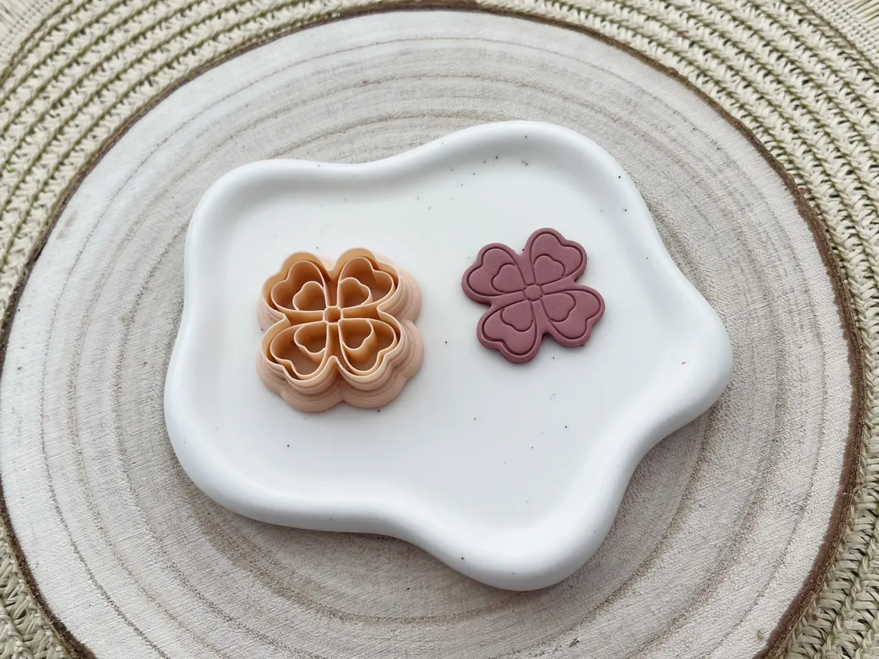 Four Leaves Clover Polymer Clay Earrings Cutter view 2
