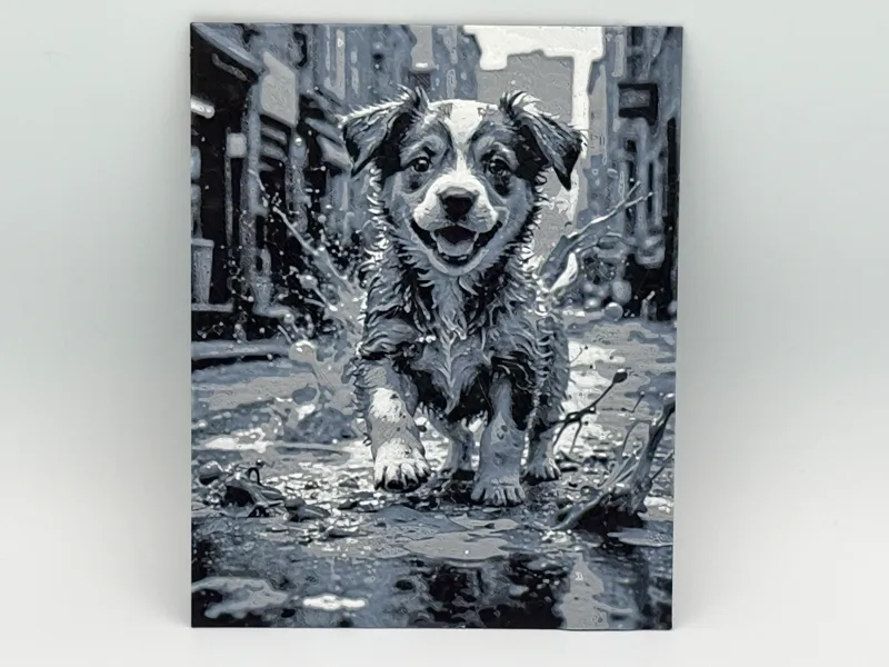 Puppy Splashing in Puddles Hueforge