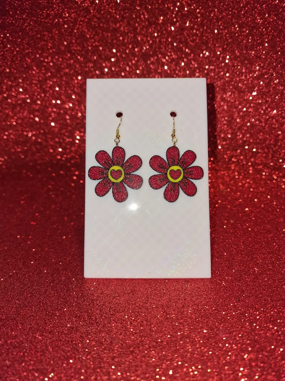 Valentine flower earrings view 2