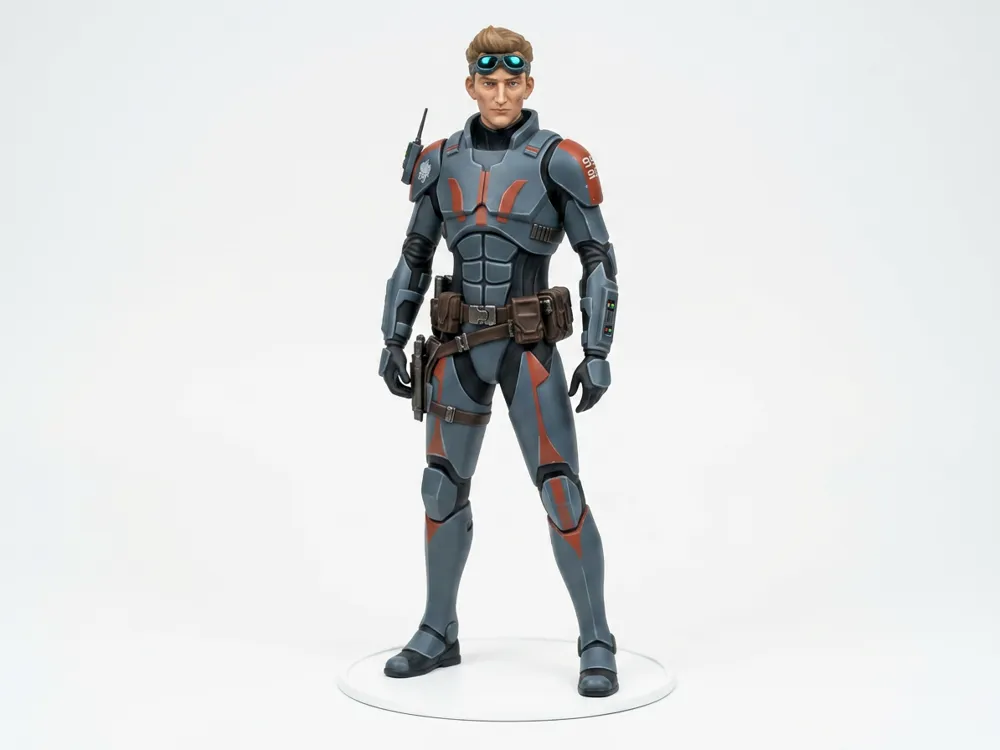 Figura decorativa: Tech: Clone Force 99 Specialist. Referencia del modelo original.