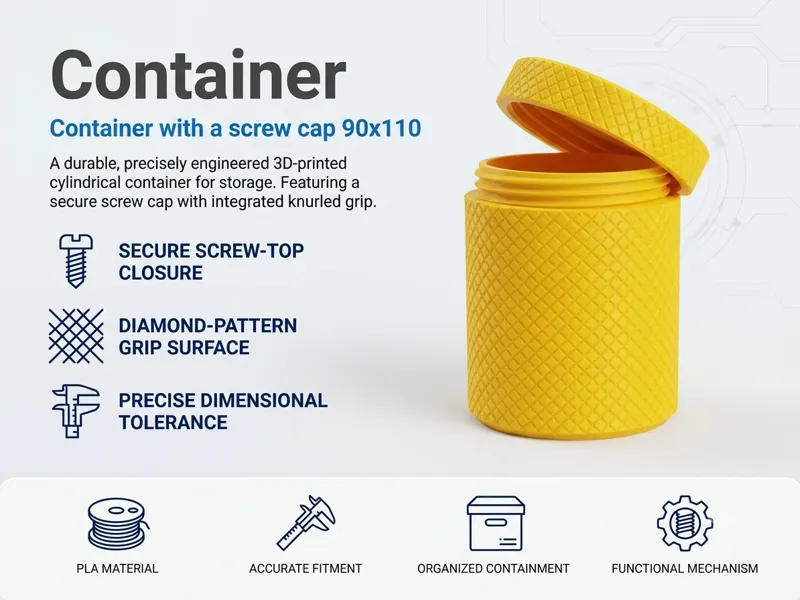 Knurled Storage Container with Screw Cap (90x110)