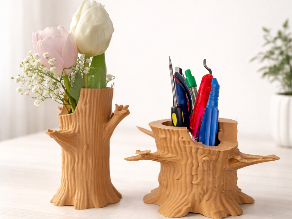 Vase / Stifftehalter - Baumstamm mit Ästen