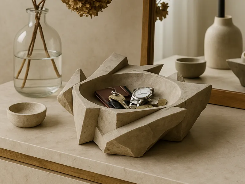 Brutalist Stone Geometry Catchall Bowl