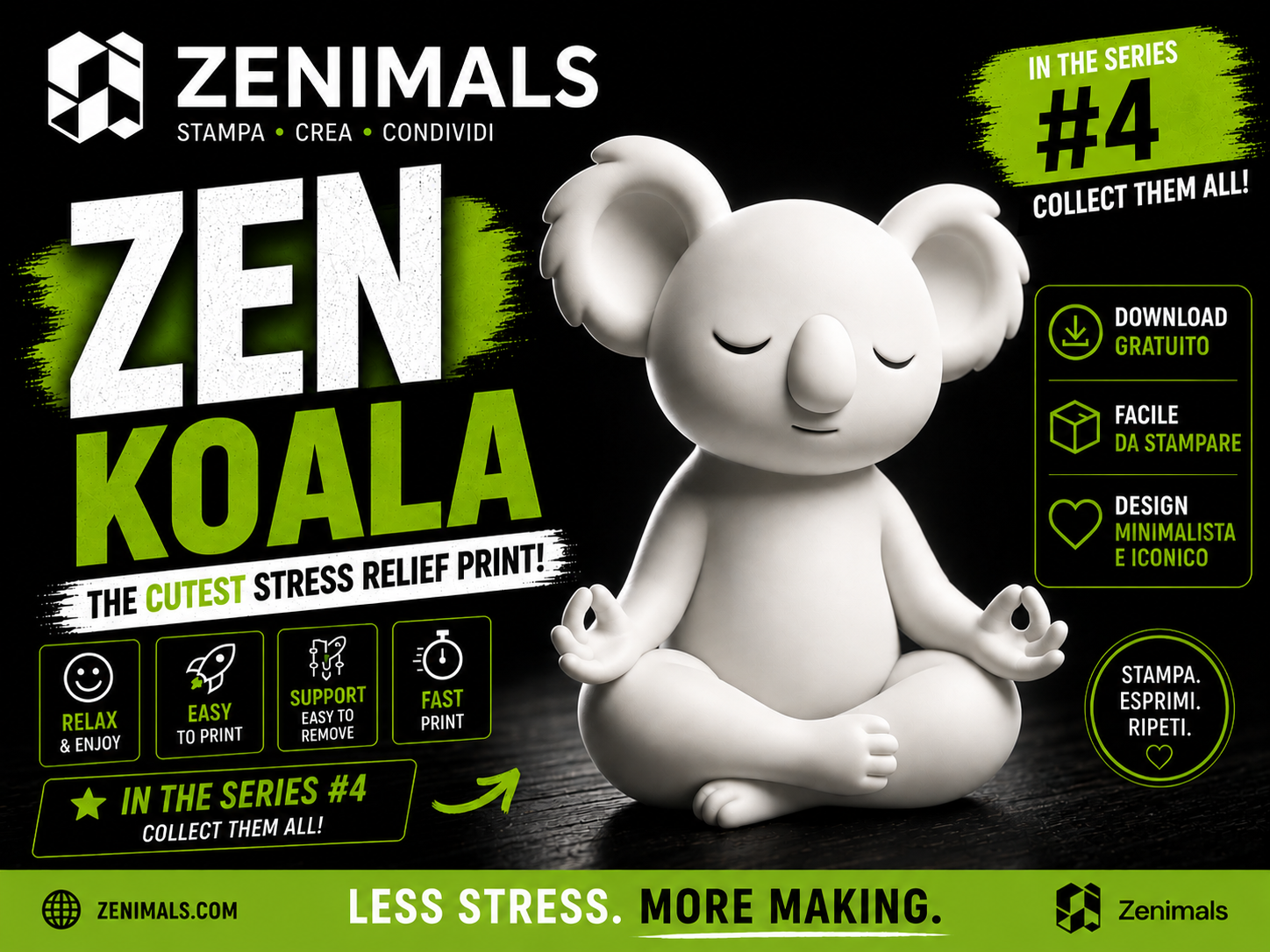 KOALA ZEN - ZENIMALS SERIES #04  - EASY TO PRINT