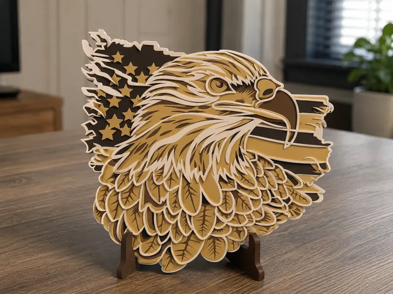 Layered American Eagle Wall Art