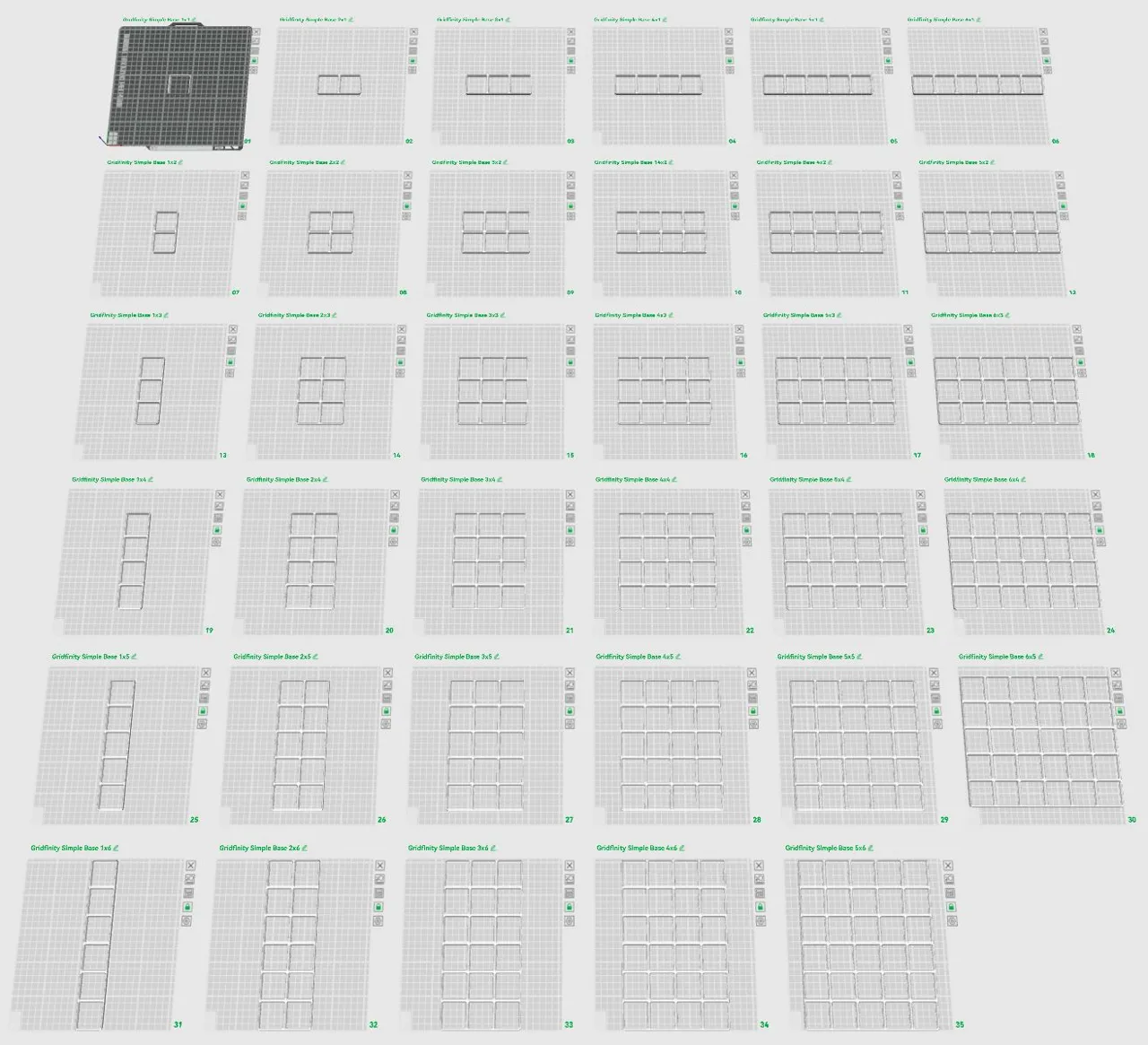 Gridfinity Simple Base - all sizes view 4