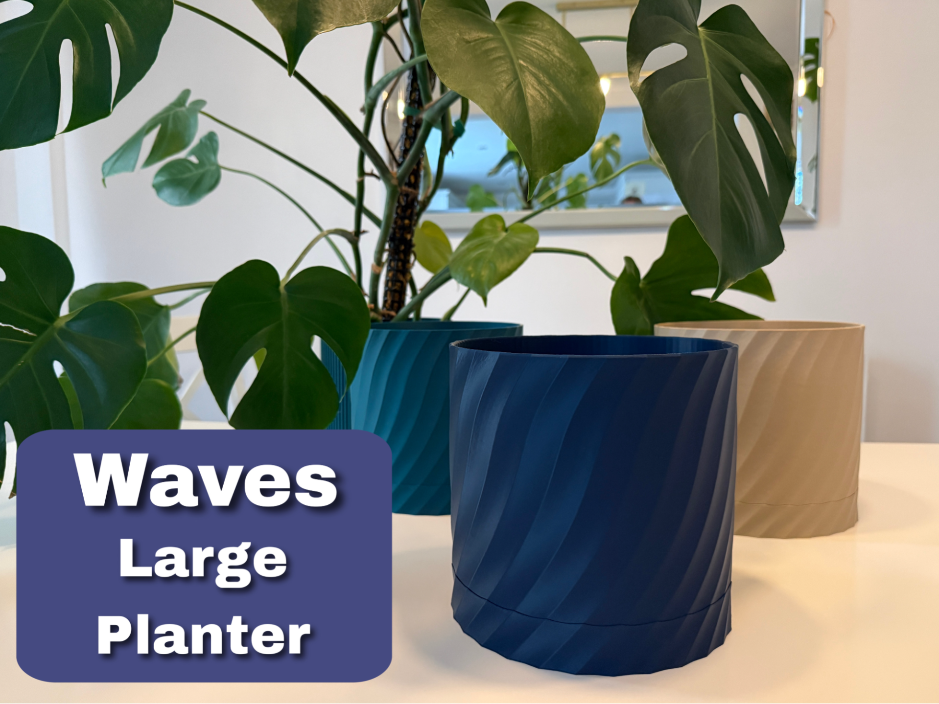 Waves - Large lightweight 19cm Planter