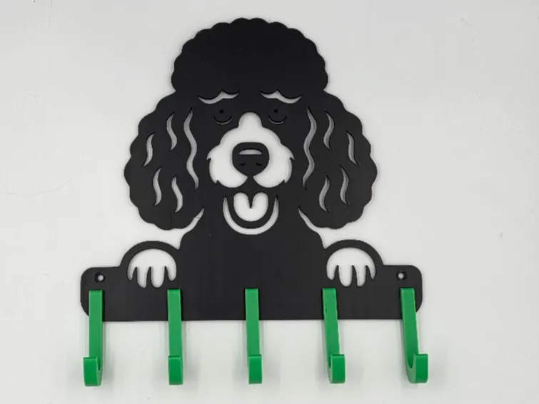 Dog Leash & Collar Holder, Poodle