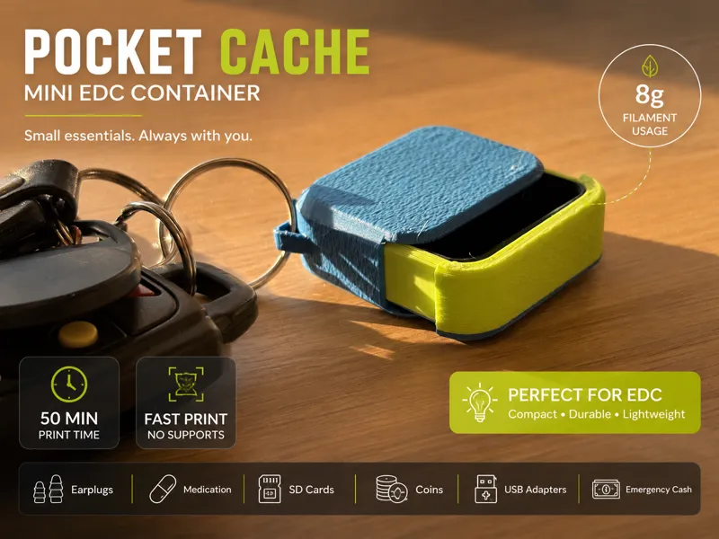 Pocket Cache - EDC Keychain Storage 8gram, 50 min