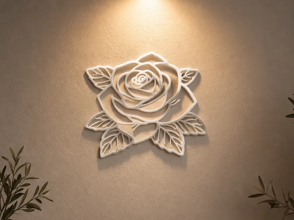 Rose Outline Wall Decor / Coaster - Free 3D Print Model - MakerWorld